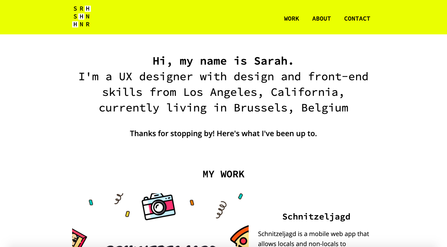 Portfolio website homepage