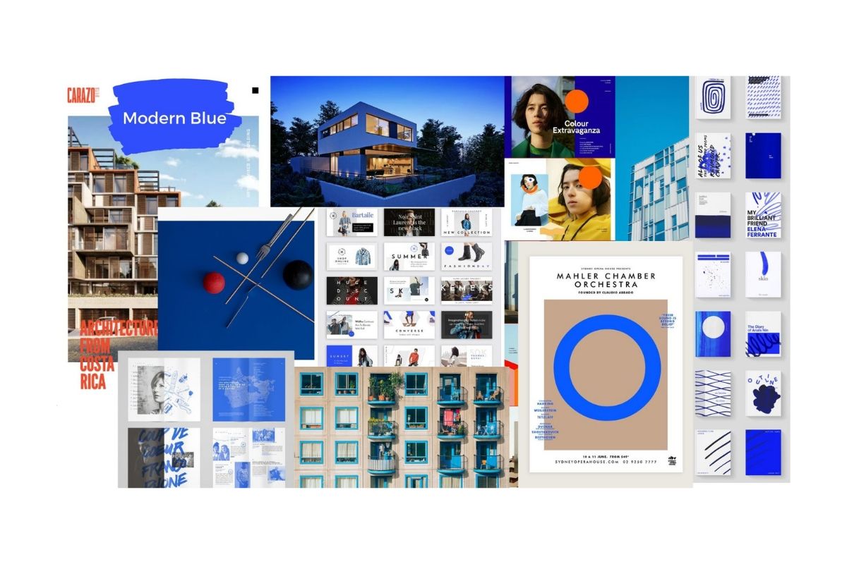 Modern blue moodboard